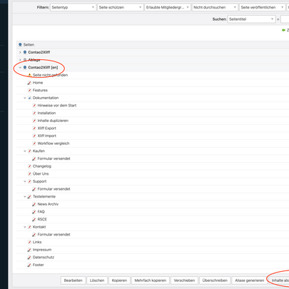 Seiten zum Exportieren auswählen